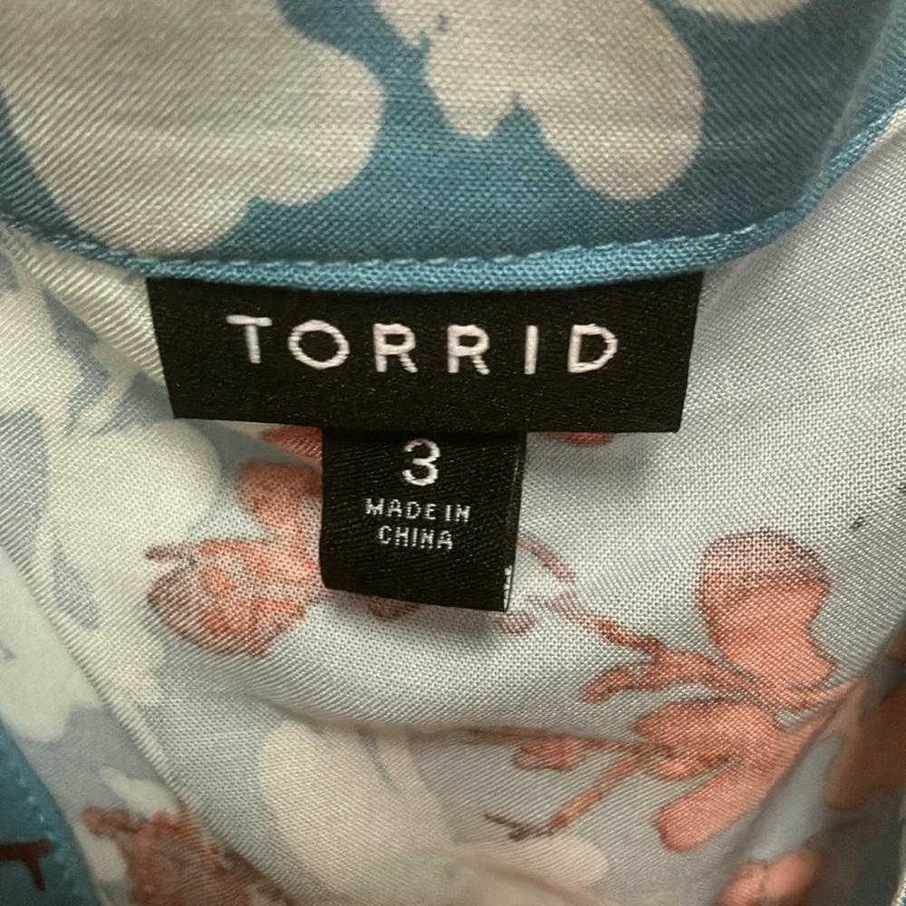 Torrid Blue Floral Baby Doll Camisole Top Size 3 - Picture 6 of 8